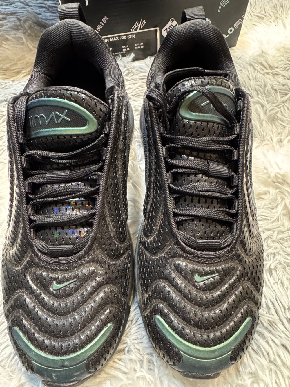 Nike Kids Black Sneakers with Teal Accents - Picture 2 of 6